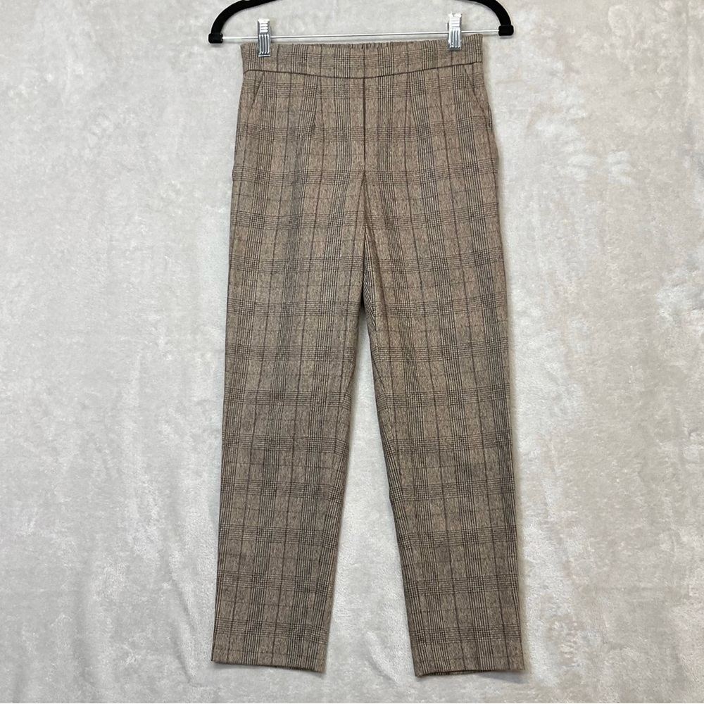 Aritzia Babaton Wool Cashmere Conan Cropped Trouser Brown Tan Plaid Womens 0
